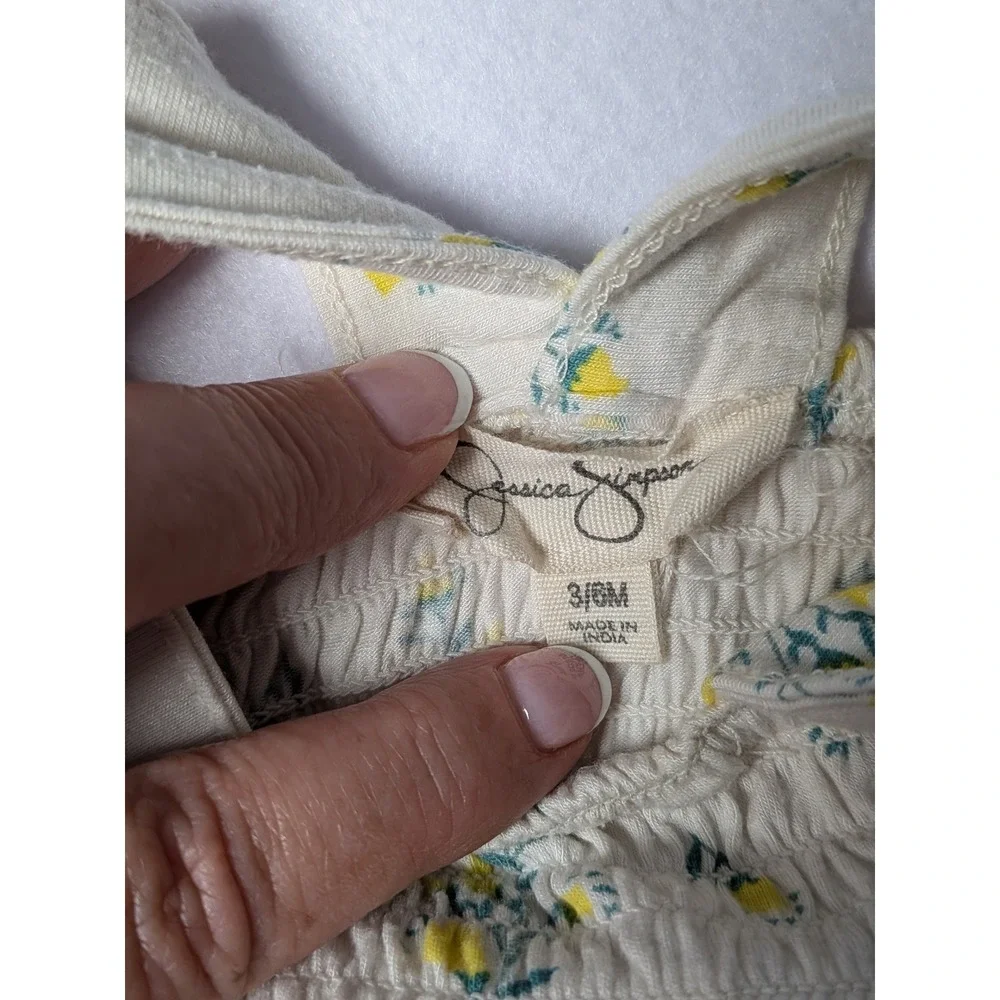 Jessica Simpson‎ Baby Girls Floral Smocked Ruffle Romper Yellow 3-6 Months